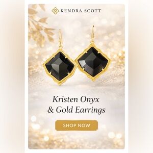 Kendra Scott Kristen Onyx and Gold Geometric Earrings